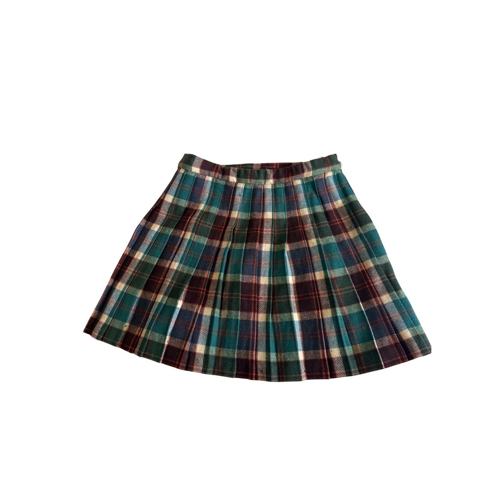 Laird Portch Scotland Kids Plaid Pleated Wool Kilt Skirt Tartan Belt Vintage